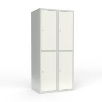 Skoleskab 2x400 Lige tag 2 rum i h&oslash;jden Hvid st&aring;ld&oslash;r Cylinderl&aring;s