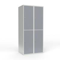 Skoleskab 2x400 Lige tag 2 rum i h&oslash;jden Gr&aring; st&aring;ld&oslash;r Greb for h&aelig;ngel&aring;s