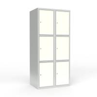 Skoleskab 2x400 Lige tag 3 rum i h&oslash;jden Hvid laminatd&oslash;r Cylinderl&aring;s