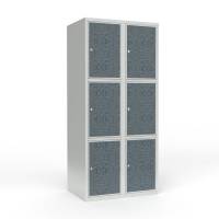 Skoleskab 2x400 Lige tag 3 rum i h&oslash;jden VirrVarr Black laminatd&oslash;r Cylinderl&aring;s