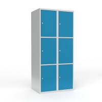 Skoleskab 2x400 Lige tag 3 rum i h&oslash;jden Lys bl&aring;  st&aring;ld&oslash;r Cylinderl&aring;s