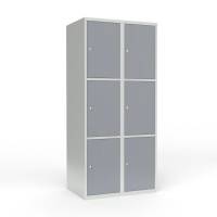 Skoleskab 2x400 Lige tag 3 rum i h&oslash;jden Gr&aring; st&aring;ld&oslash;r Cylinderl&aring;s