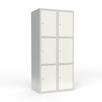 Skoleskab 2x400 Lige tag 3 rum i h&oslash;jden Hvid st&aring;ld&oslash;r Cylinderl&aring;s