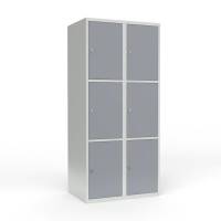 Skoleskab 2x400 Lige tag 3 rum i h&oslash;jden Gr&aring; st&aring;ld&oslash;r Greb for h&aelig;ngel&aring;s