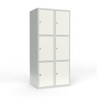 Skoleskab 2x400 Lige tag 3 rum i h&oslash;jden Hvid st&aring;ld&oslash;r Greb for h&aelig;ngel&aring;s