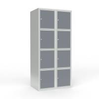 Skoleskab 2x400 Lige tag 4 rum i h&oslash;jden Lys gr&aring; laminatd&oslash;r Cylinderl&aring;s