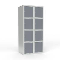 Skoleskab 2x400 Lige tag 4 rum i h&oslash;jden Lys gr&aring; laminatd&oslash;r Greb for h&aelig;ngel&aring;s