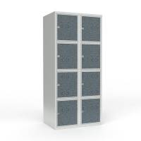 Skoleskab 2x400 Lige tag 4 rum i h&oslash;jden VirrVarr Black laminatd&oslash;r Greb for h&aelig;ngel&aring;s