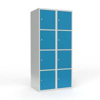 Skoleskab 2x400 Lige tag 4 rum i h&oslash;jden Lys bl&aring;  st&aring;ld&oslash;r Cylinderl&aring;s