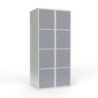 Skoleskab 2x400 Lige tag 4 rum i h&oslash;jden Gr&aring; st&aring;ld&oslash;r Cylinderl&aring;s