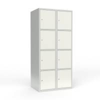 Skoleskab 2x400 Lige tag 4 rum i h&oslash;jden Hvid st&aring;ld&oslash;r Cylinderl&aring;s