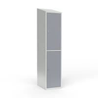 Skoleskab 1x400 Skr&aring;t tag 2 rum i h&oslash;jden Gr&aring; st&aring;ld&oslash;r Greb for h&aelig;ngel&aring;s