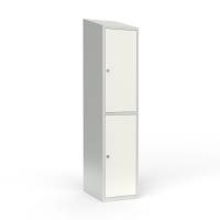 Skoleskab 1x400 Skr&aring;t tag 2 rum i h&oslash;jden Hvid st&aring;ld&oslash;r Greb for h&aelig;ngel&aring;s