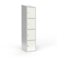 Skoleskab 1x400 Skr&aring;t tag 4 rum i h&oslash;jden Hvid st&aring;ld&oslash;r Greb for h&aelig;ngel&aring;s