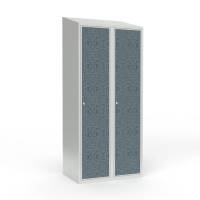 Skoleskab 2x400 Skr&aring;t tag 1 rum i h&oslash;jden VirrVarr Black laminatd&oslash;r Cylinderl&aring;s