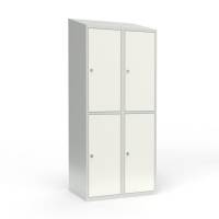 Skoleskab 2x400 Skr&aring;t tag 2 rum i h&oslash;jden Hvid st&aring;ld&oslash;r Greb for h&aelig;ngel&aring;s