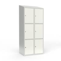 Skoleskab 2x400 Skr&aring;t tag 3 rum i h&oslash;jden Hvid st&aring;ld&oslash;r Greb for h&aelig;ngel&aring;s