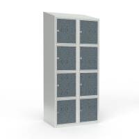 Skoleskab 2x400 Skr&aring;t tag 4 rum i h&oslash;jden VirrVarr Black laminatd&oslash;r Greb for h&aelig;ngel&aring;s