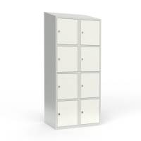 Skoleskab 2x400 Skr&aring;t tag 4 rum i h&oslash;jden Hvid st&aring;ld&oslash;r Greb for h&aelig;ngel&aring;s