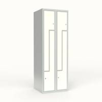 Skoleskab 2x300 Lige tag, Z-d&oslash;r Hvid laminatd&oslash;r Cylinderl&aring;s