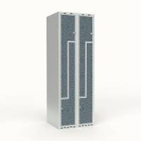 Skoleskab 2x300 Lige tag, Z-d&oslash;r VirrVarr Black laminatd&oslash;r Greb for h&aelig;ngel&aring;s