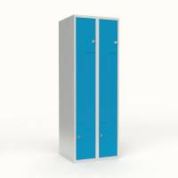 Skoleskab 2x300 Lige tag, Z-d&oslash;r Lys bl&aring; st&aring;ld&oslash;r Greb for h&aelig;ngel&aring;s