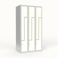 Skoleskab 3x300 Lige tag, Z-d&oslash;r Hvid laminatd&oslash;r Cylinderl&aring;s