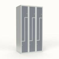 Skoleskab 3x300 Lige tag, Z-d&oslash;r Gr&aring; laminatd&oslash;r Cylinderl&aring;s