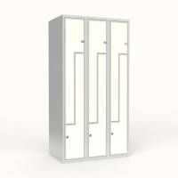 Skoleskab 3x300 Lige tag, Z-d&oslash;r Hvid laminatd&oslash;r Greb for h&aelig;ngel&aring;s