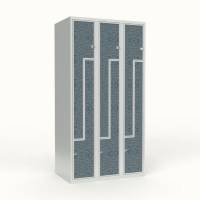 Skoleskab 3x300 Lige tag, Z-d&oslash;r VirrVarr Black laminatd&oslash;r Greb for h&aelig;ngel&aring;s