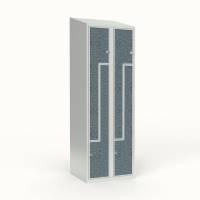 Skoleskab 2x300 Skr&aring;t tag, Z-d&oslash;r VirrVarr Black laminatd&oslash;r Greb for h&aelig;ngel&aring;s