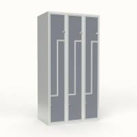 Skoleskab 3x300 Skråt tag, Z-dør Grå laminatdør Greb for hængelås