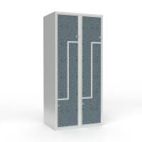 Skoleskab 2x400 Lige tag, Z-d&oslash;r VirrVarr Black laminatd&oslash;r Greb for h&aelig;ngel&aring;s