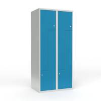 Skoleskab 2x400 Lige tag, Z-d&oslash;r Lys bl&aring; st&aring;ld&oslash;r Cylinderl&aring;s