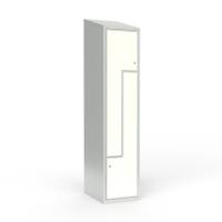 Skoleskab 1x400 Skr&aring;t tag, Z-d&oslash;r Hvid laminatd&oslash;r Cylinderl&aring;s