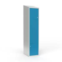 Skoleskab 1x400 Skr&aring;t tag, Z-d&oslash;r Lys bl&aring; st&aring;ld&oslash;r Cylinderl&aring;s