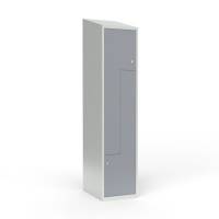 Skoleskab 1x400 Skr&aring;t tag, Z-d&oslash;r Gr&aring; st&aring;ld&oslash;r Cylinderl&aring;s