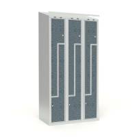 Skoleskab 3x300 Skr&aring;t tag, Z-d&oslash;r VirrVarr Black laminatd&oslash;r Cylinderl&aring;s