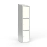 Skoleskab 1x400 Skr&aring;t tag 3 rum i h&oslash;jden Hvid laminatd&oslash;r Cylinderl&aring;s