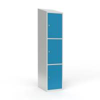 Skoleskab 1x400 Skr&aring;t tag 3 rum i h&oslash;jden Lys bl&aring;  st&aring;ld&oslash;r Greb for h&aelig;ngel&aring;s