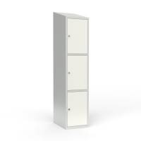 Skoleskab 1x400 Skr&aring;t tag 3 rum i h&oslash;jden Hvid st&aring;ld&oslash;r Greb for h&aelig;ngel&aring;s