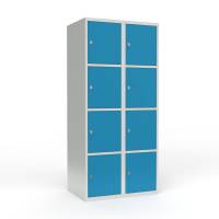 Skoleskab 2x400 Lige tag 4 rum i h&oslash;jden Lys bl&aring;  st&aring;ld&oslash;r Greb for h&aelig;ngel&aring;s