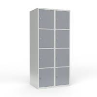 Skoleskab 2x400 Lige tag 4 rum i h&oslash;jden Gr&aring; st&aring;ld&oslash;r Greb for h&aelig;ngel&aring;s