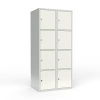 Skoleskab 2x400 Lige tag 4 rum i h&oslash;jden Hvid st&aring;ld&oslash;r Greb for h&aelig;ngel&aring;s