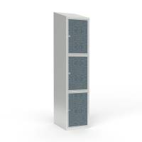 Skoleskab 1x400 Skr&aring;t tag 3 rum i h&oslash;jden VirrVarr Black laminatd&oslash;r Greb for h&aelig;ngel&aring;s