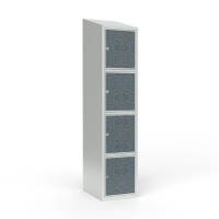 Skoleskab 1x400 Skr&aring;t tag 4 rum i h&oslash;jden VirrVarr Black laminatd&oslash;r Greb for h&aelig;ngel&aring;s