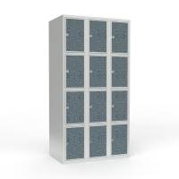 Skoleskab 3x300 Lige tag 4 rum i h&oslash;jden VirrVarr Black laminatd&oslash;r Greb for h&aelig;ngel&aring;s