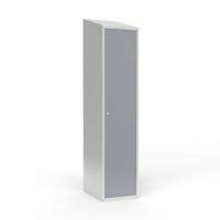 Skoleskab 1x400 Skr&aring;t tag 1 rum i h&oslash;jden Gr&aring; st&aring;ld&oslash;r Cylinderl&aring;s