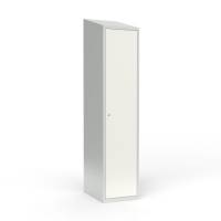 Skoleskab 1x400 Skr&aring;t tag 1 rum i h&oslash;jden Hvid st&aring;ld&oslash;r Cylinderl&aring;s