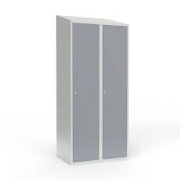 Skoleskab 2x400 Skr&aring;t tag 1 rum i h&oslash;jden Gr&aring; st&aring;ld&oslash;r Cylinderl&aring;s